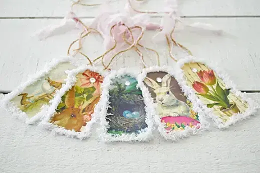 Decoração de páscoa com tags temáticas