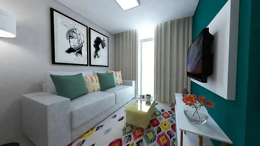 decoração de sala simples com tapete colorido decoração de sala simples com tapete colorido