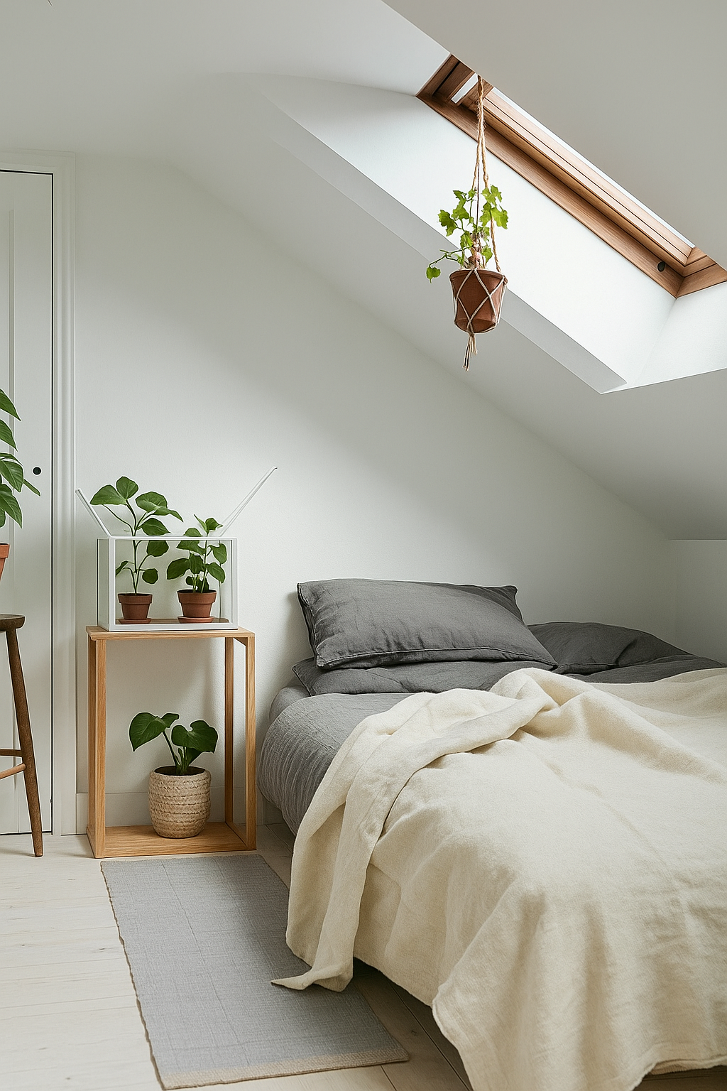 No minimalismo é preciso saber escolher os itens que vão valorizar a decoração, assim como os vasos de plantas nesta decoração de quarto minimalista No minimalismo é preciso saber escolher os itens que vão valorizar a decoração, assim como os vasos de plantas nesta decoração de quarto minimalista