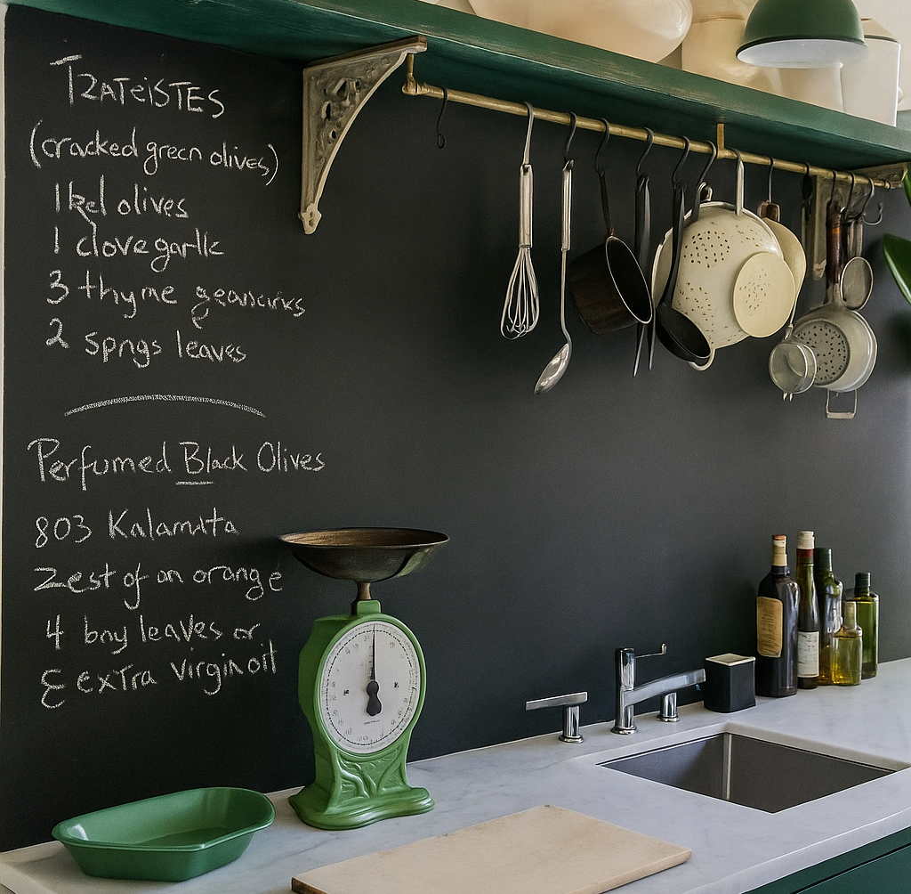 Com a tinta lousa, você tem a possibilidade de escrever suas receitas nas paredes da cozinha Com a tinta lousa, você tem a possibilidade de escrever suas receitas nas paredes da cozinha