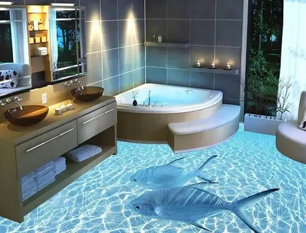O fundo do mar pode inspirar na decoração do banheiro O fundo do mar pode inspirar na decoração do banheiro