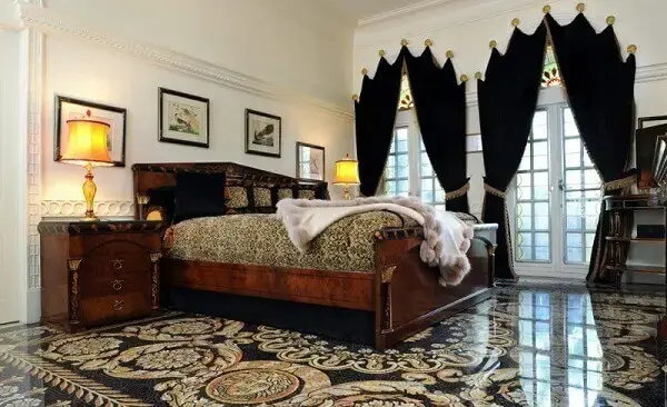 Porcelanato líquido com desenho em quarto de casal Porcelanato líquido com desenho em quarto de casal