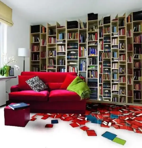 Porcelanato liquido em espaço de leitura Porcelanato liquido em espaço de leitura