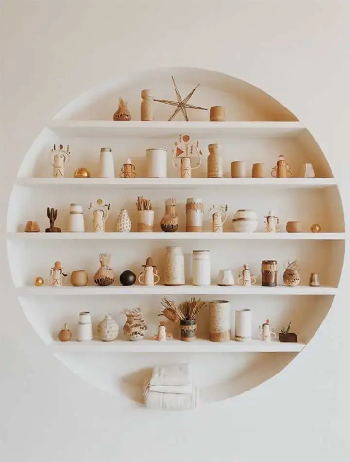 Nicho redondo branco para decoração moderna Nicho redondo branco para decoração moderna