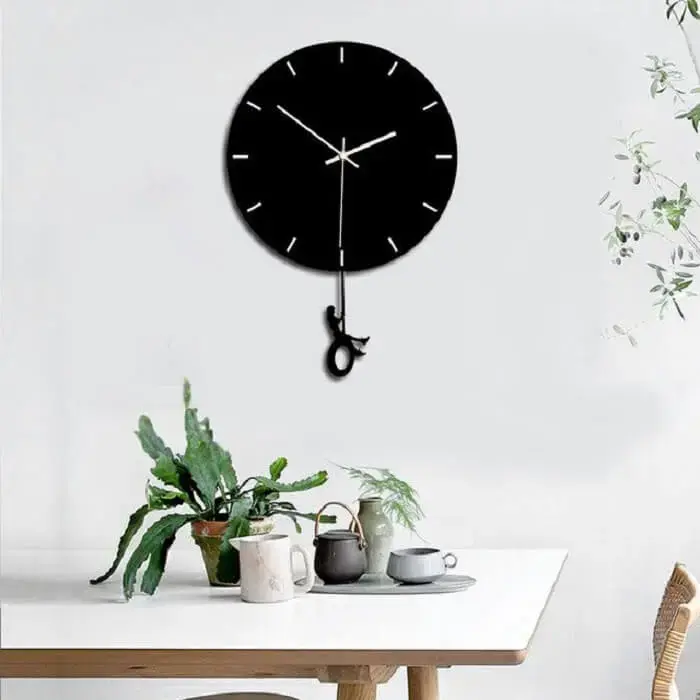 Relógio de parede preto com design delicado e criativo Relógio de parede preto com design delicado e criativo