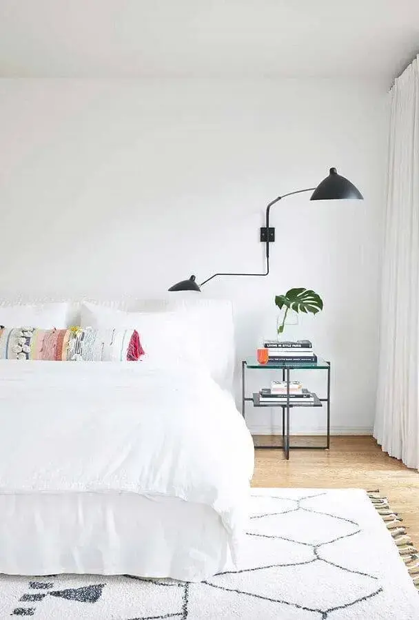 cor branca para quarto com decoração minimalista cor branca para quarto com decoração minimalista Foto Otimizi
