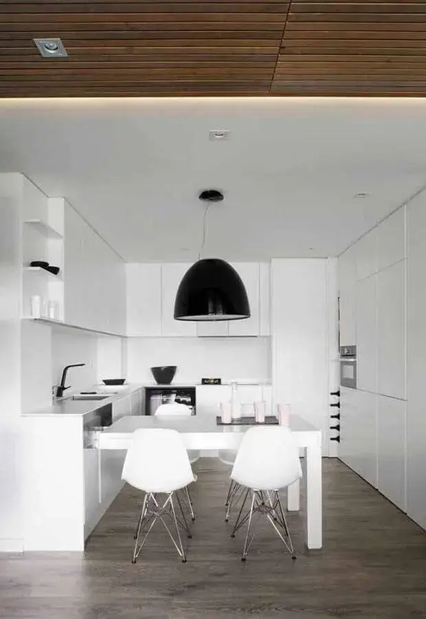 cozinha na cor branca com decoração minimalista cozinha na cor branca com decoração minimalista Foto Ideias Decor