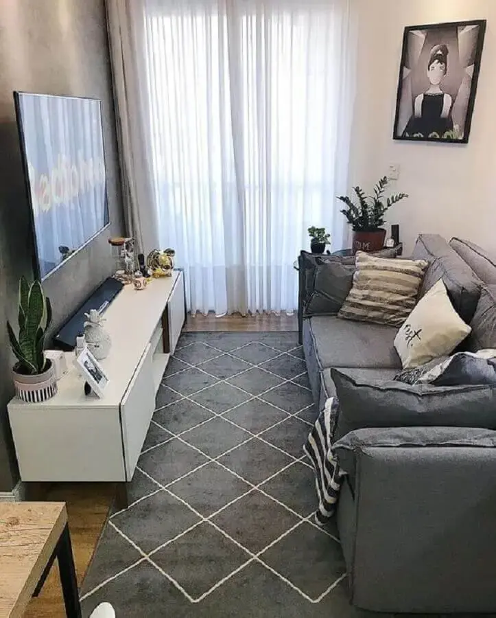 decoração com tapete cinza para sala pequena decoração com tapete cinza para sala pequena Foto Pinterest