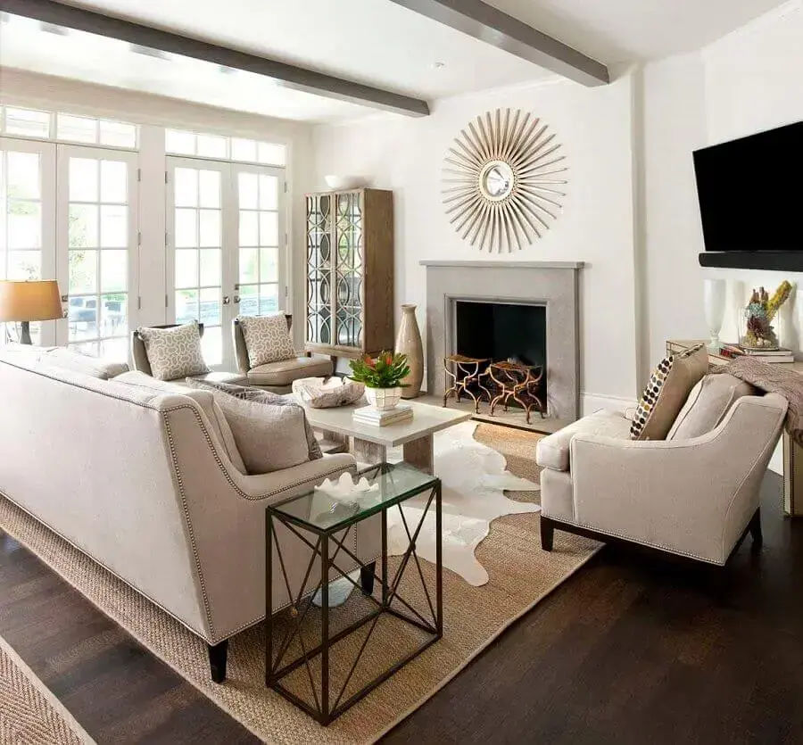 decoração de sala clássica com tapete sisal decoração de sala clássica com tapete sisal Foto Pinterest
