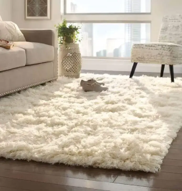 decoração de sala com tapete felpudo branco decoração de sala com tapete felpudo branco Foto Pinterest