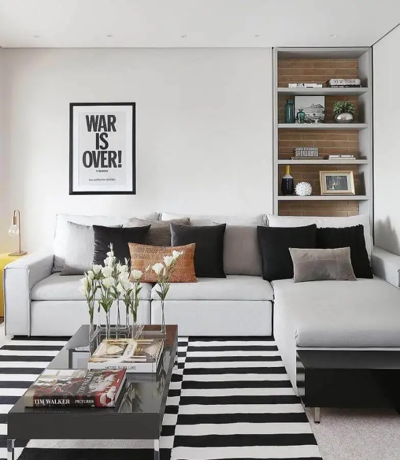 decoração moderna com tapete para sala cinza decoração moderna com tapete para sala cinza Foto Novara Home