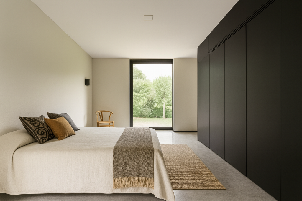 Quarto moderno com guarda roupa casal preto