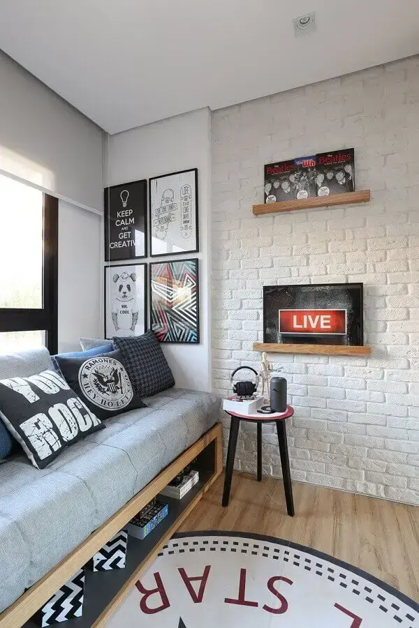 decoração minimalista com quadros para quarto juvenil masculino decoração minimalista com quadros para quarto juvenil masculino Foto Pinterest