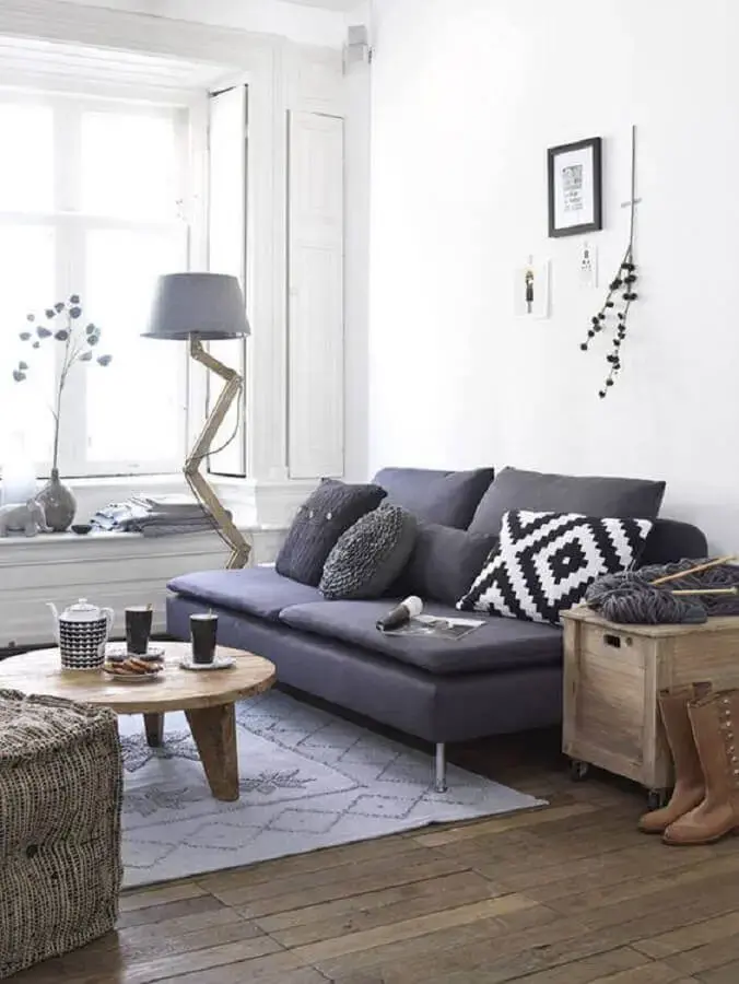 decoração minimalista para sala com sofá pequeno sem braço Foto Simples Decoração