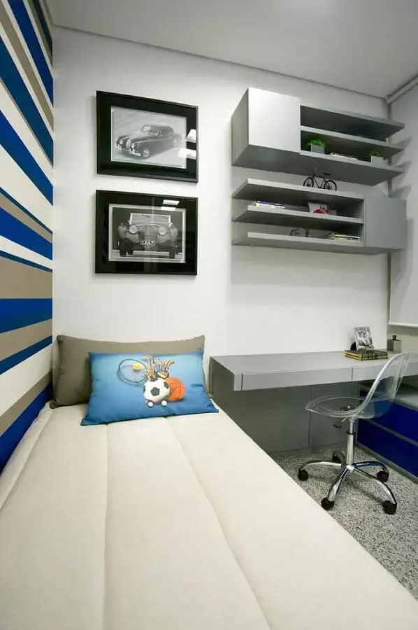 decoração simples com quadro para quarto masculino solteiro decoração simples com quadro para quarto masculino solteiro Foto Pinterest