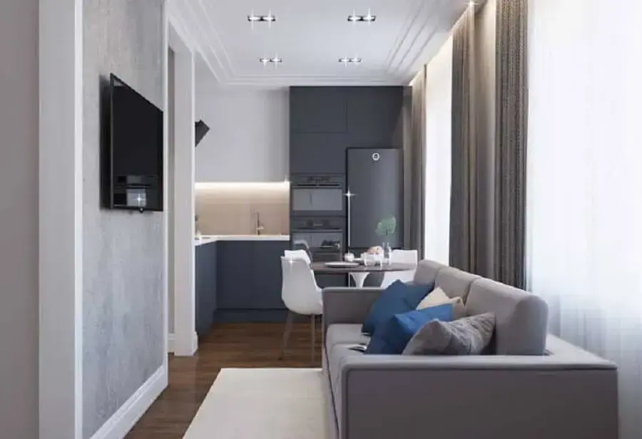 decoração clean em tons de cinza para casa pequena conceito aberto decoração clean em tons de cinza para casa pequena conceito aberto Foto Pinterest