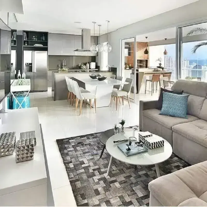 decoração moderna em tons de cinza para projeto de casa conceito aberto decoração moderna em tons de cinza para projeto de casa conceito aberto Foto Pinterest