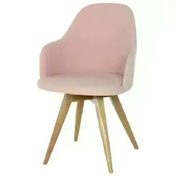 Cadeira para penteadeira rosa com design moderno e pés de madeira Cadeira para penteadeira rosa com design moderno e pés de madeira