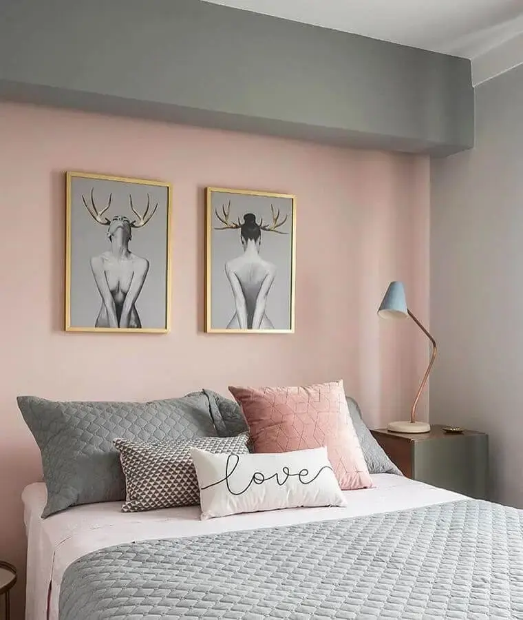 decoração de quarto para mulher cinza e rosa decoração de quarto para mulher cinza e rosa Foto Pinterest