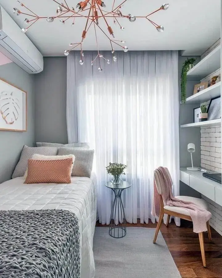 decoração moderna para quarto de mulher solteira cinze e rosa decoração moderna para quarto de mulher solteira cinze e rosa Foto Sua Decoração