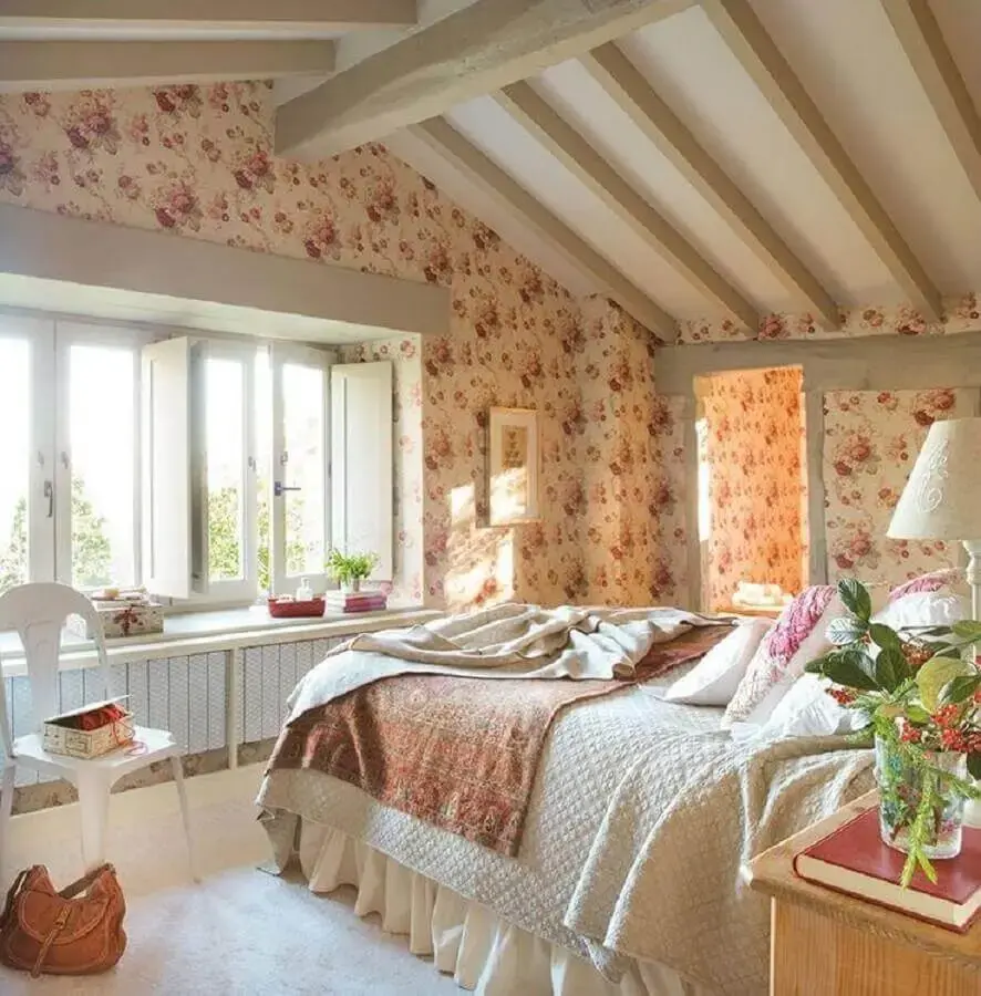 decoração romântica para quarto de mulher com papel de parede floral decoração romântica para quarto de mulher com papel de parede floral Foto Pinterest