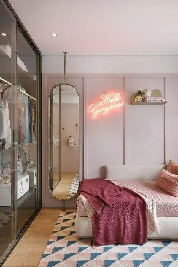 luminária neon para decoração de quarto de mulher luminária neon para decoração de quarto de mulher Foto Pinterest