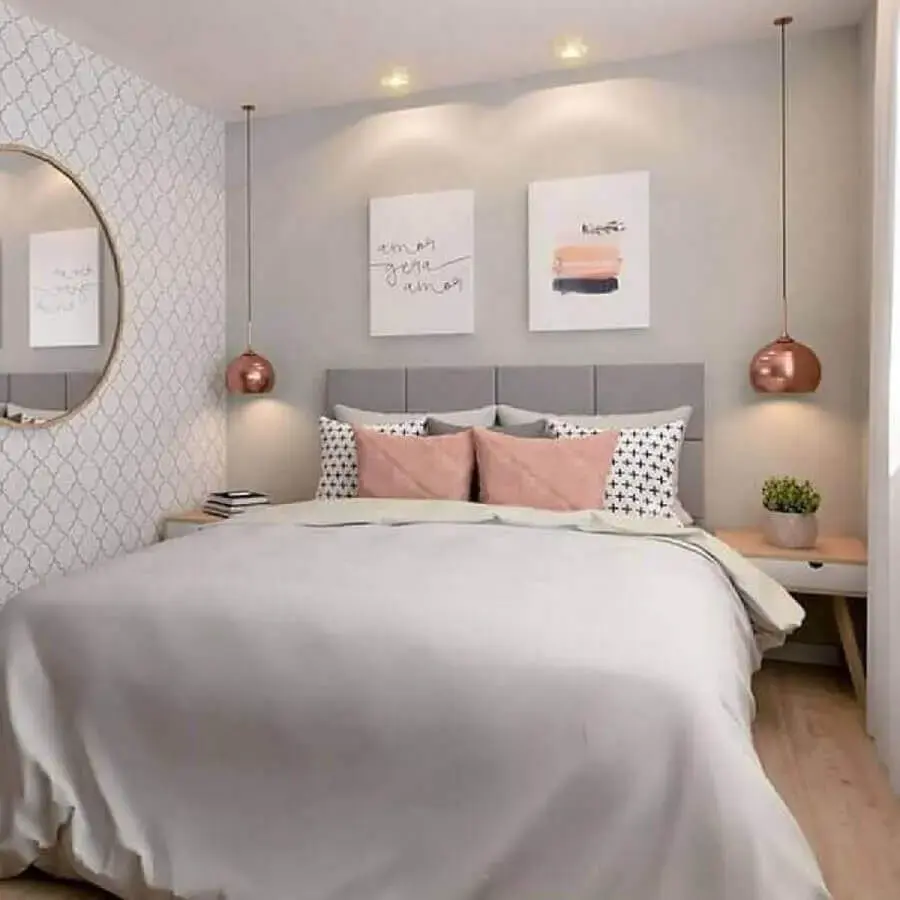 luminária rose gold para decoração de quarto de mulher luminária rose gold para decoração de quarto de mulher Foto MdeMulher