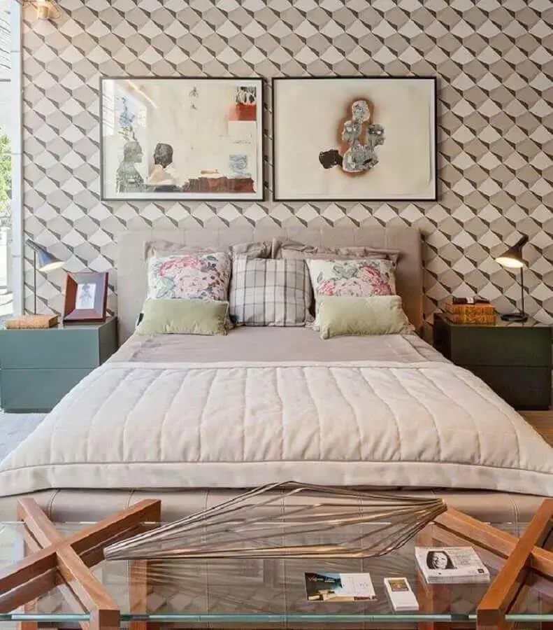 papel de parede 3D para decoração de quarto de mulher moderno papel de parede 3D para decoração de quarto de mulher moderno Foto Machado & Weiss