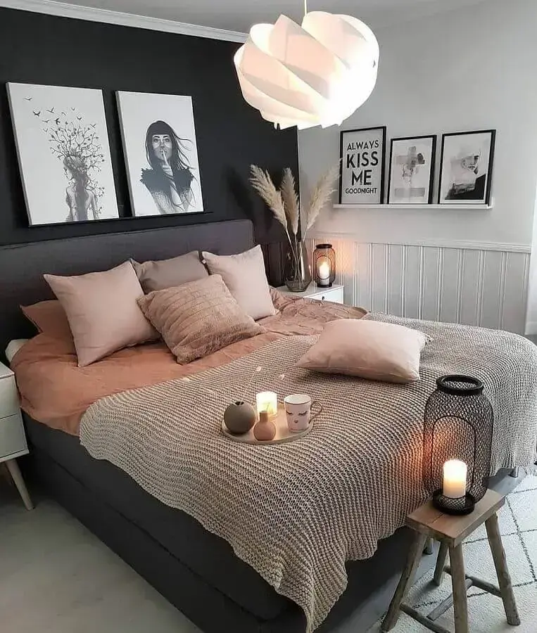 parede preta para decoração de quarto de mulher parede preta para decoração de quarto de mulher Foto Pinterest