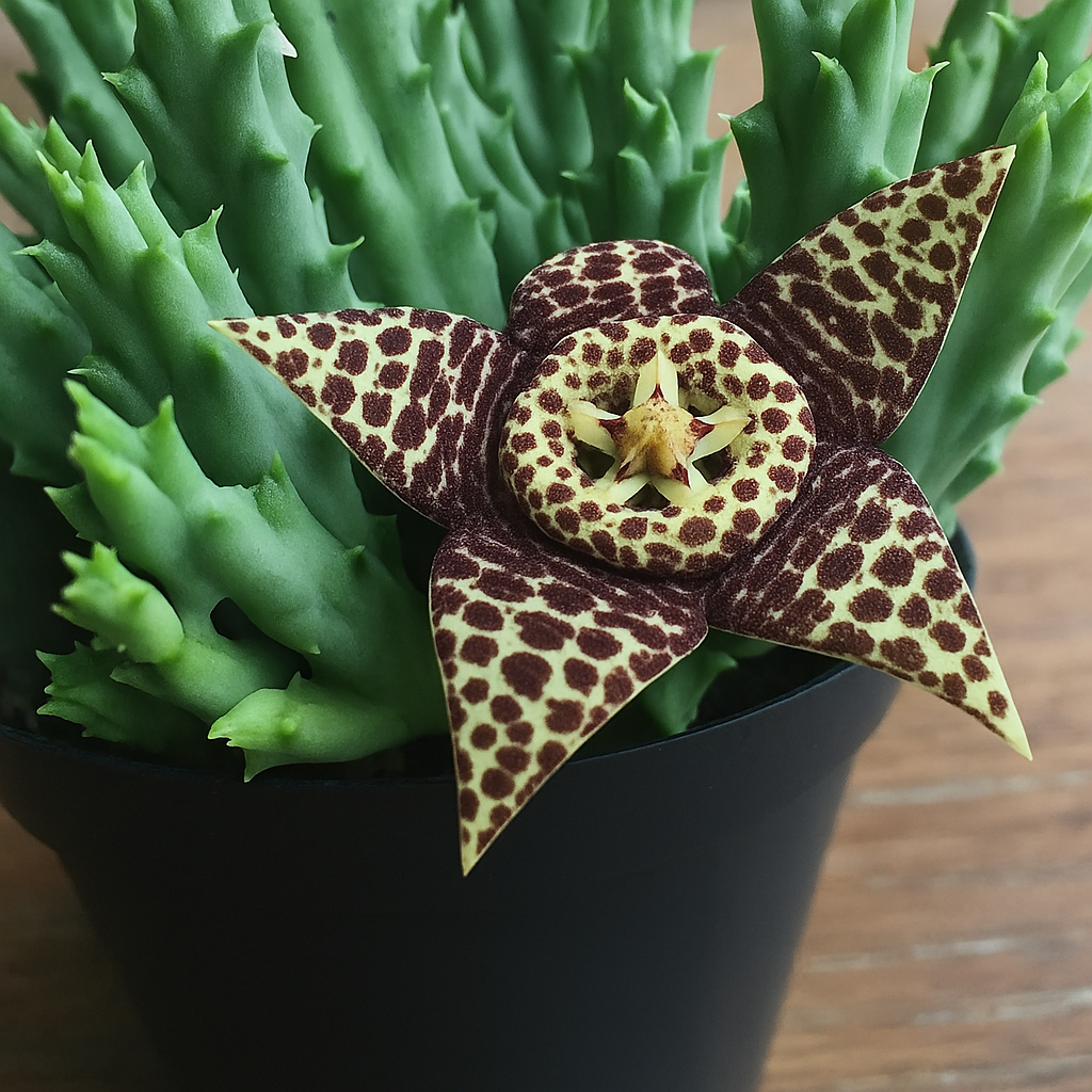 Suculentas de meia sombra: a Órbea possui uma flor parecida com a estrela do mar. Suculentas de meia sombra: a Órbea possui uma flor parecida com a estrela do mar.