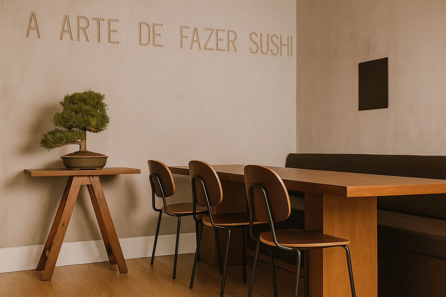 Bonsai em decoração de restaurante japonês Bonsai em decoração de restaurante japonês