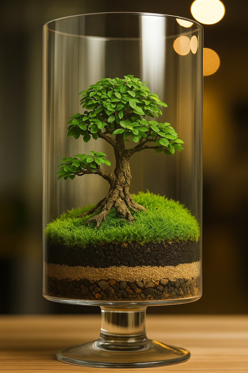 Terrário em vaso com bonsai. Terrário em vaso com bonsai.
