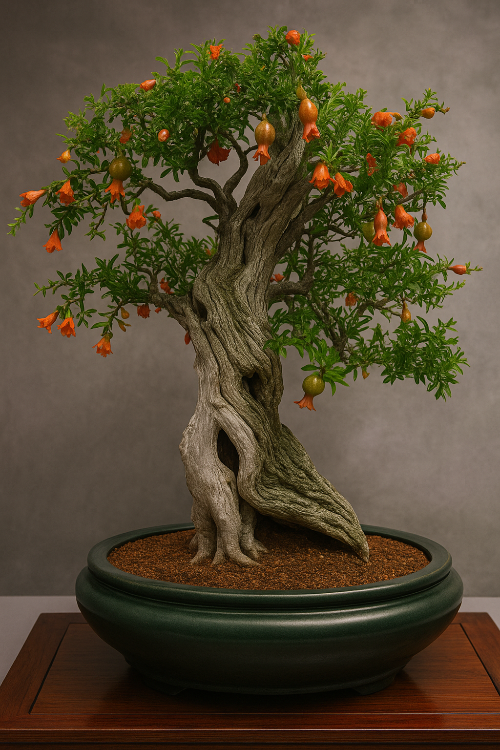 Bonsai com frutas de romãs Bonsai com frutas de romãs