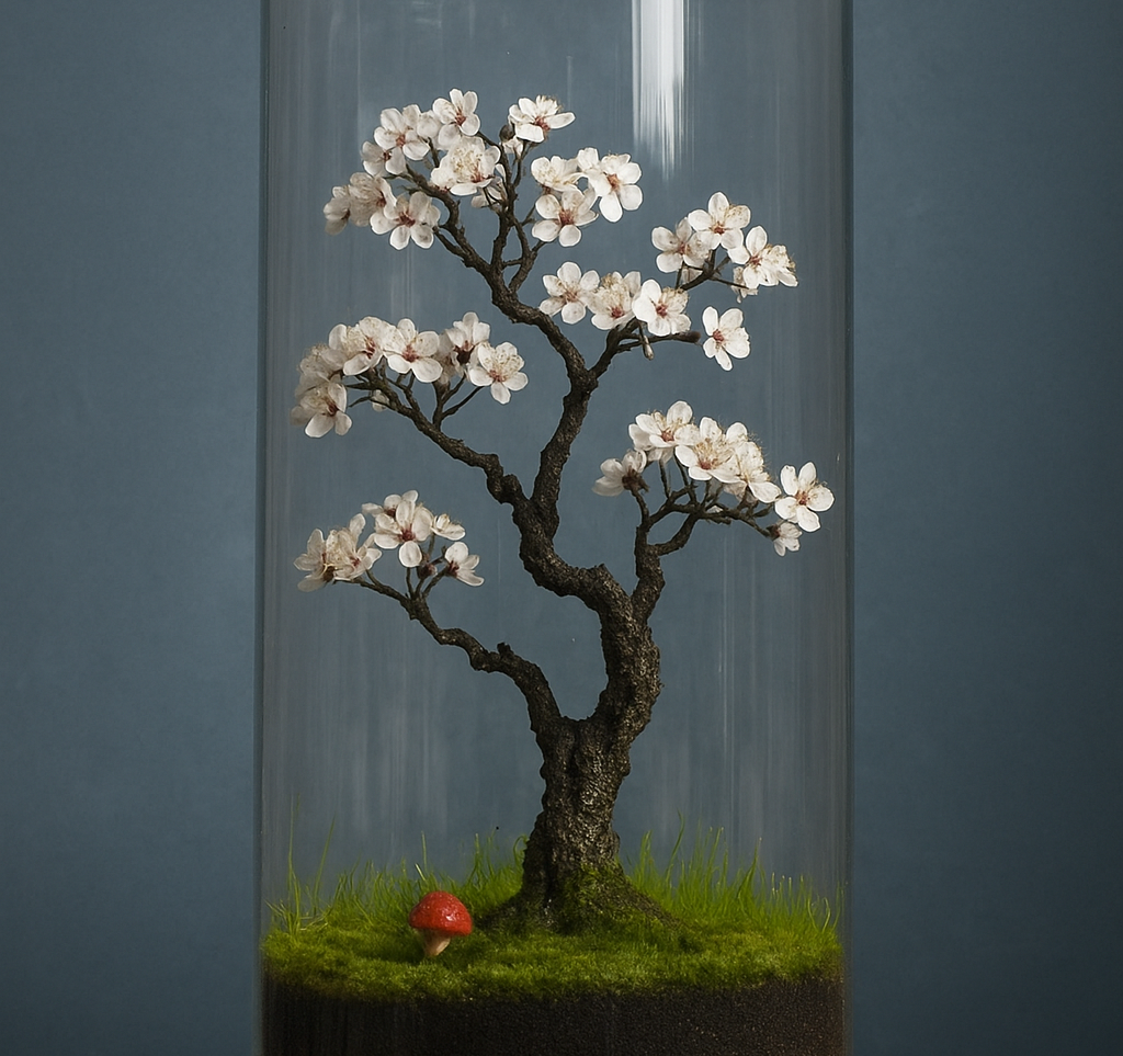 Bonsai Bonsai com flores brancas