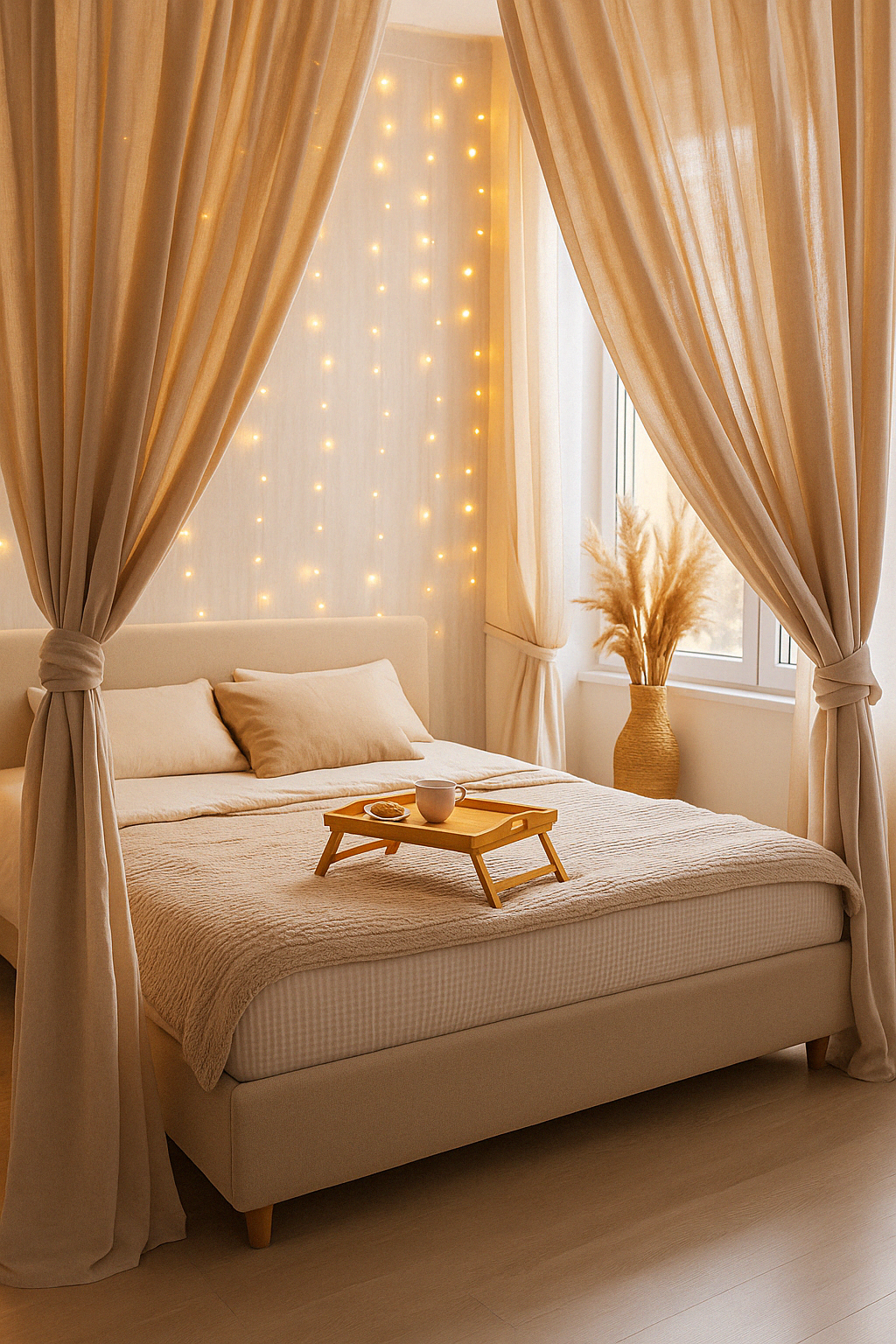 Modelo de cama de casal com dossel