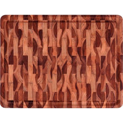 Tabua Churrasco Retangular Madeira Invertida Teca Oleo Mineral 45X34cm