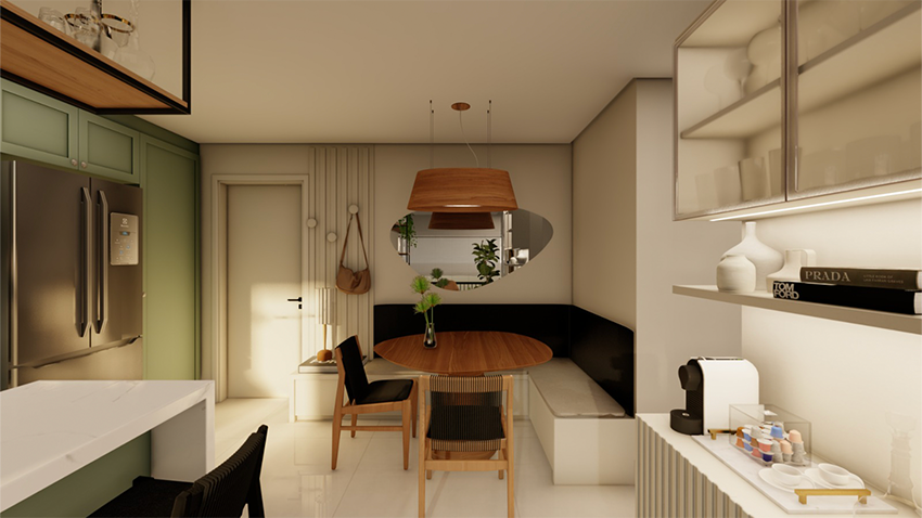 Projeto: Elisa Maretti | Pouquíssimos detalhes diferem o apartamento de 62 m² do seu projeto 3D, evidenciando precisão e fidelidade.