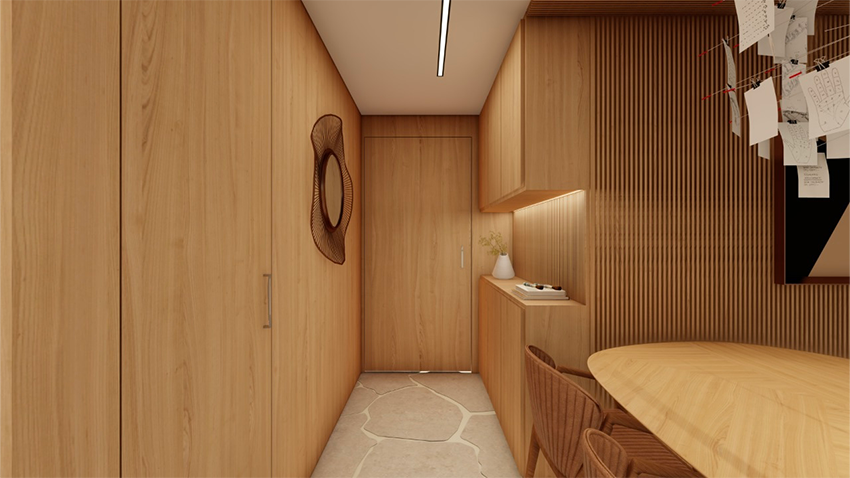 Projeto: Elisa Maretti | No hall de entrada, o verde atuou como ponto focal, e os objetos decorativos foram ajustados para o estilo dos moradores.