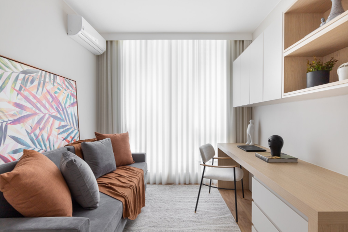 3. Cortina wave forma ondulações suaves e traz movimento elegante aos ambientes – Foto: Julia Tótoli | Projeto: Sabrinna Rosa