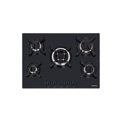 Cooktop a Gas Penta Vidro Temperado Preto Trempes Aco Carbono