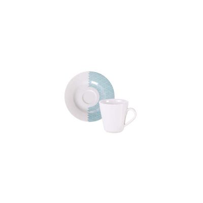 Conjunto Xicara E Pires Cafe Aquarius Porcelana 70ml
