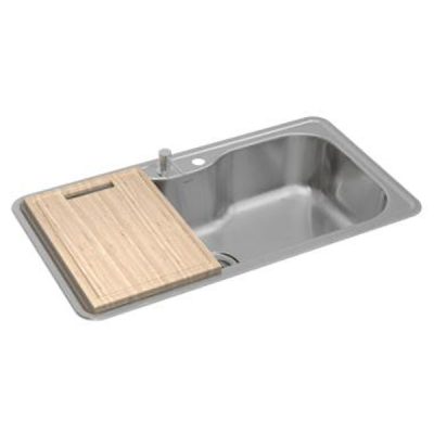 Cuba de Cozinha Retangular c/Deck e Acessórios Deca 80x40cm Facile Inox CC.661.80.DKAC.INX