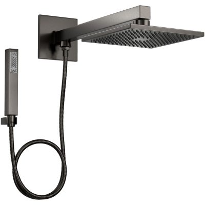 Chuveiro com Tubo Parede Deca Quadrado com Desviador e Ducha Manual Dark Antracite/Grafite 1992.GF.DES.MT