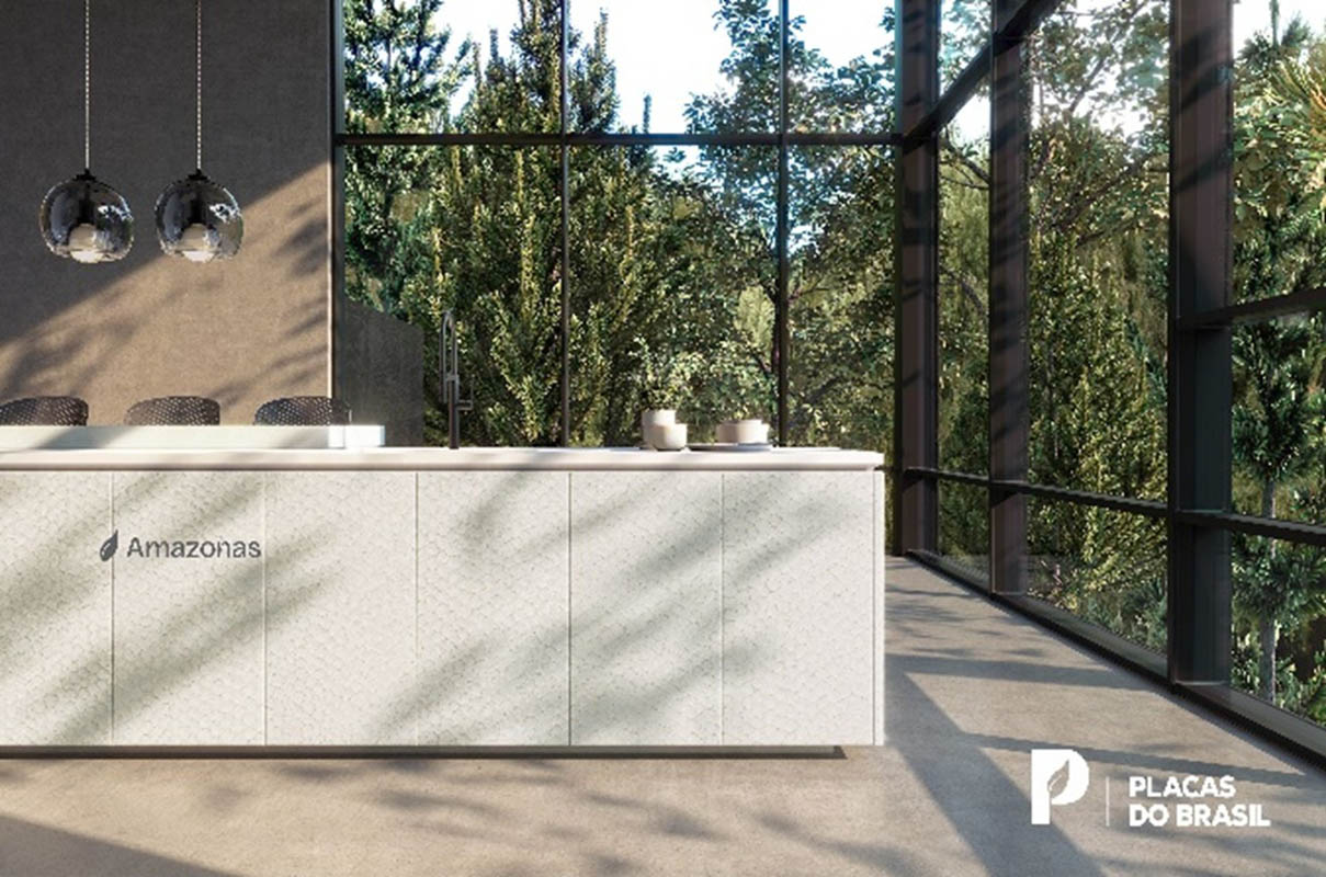 Divulgação Placas do BrasilAmazonas aplicado em projeto de cozinha – Coleção Vozes