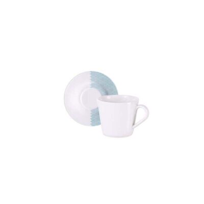 Conjunto Xicara E Pires Cha Aquarius Porcelana Decorada 185ml 
