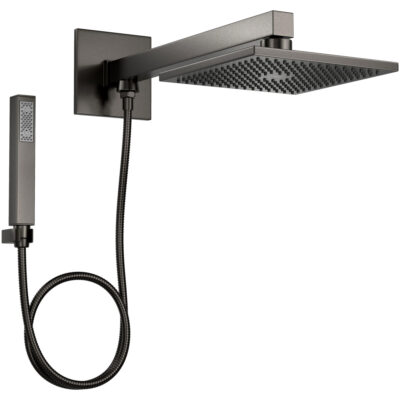 Chuveiro com Tubo Parede Deca Quadrado com Desviador e Ducha Manual Dark Antracite/Grafite 1992.GF.DES.MT