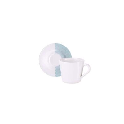 Conjunto Xicara E Pires Cha Aquarius Porcelana Decorada 185ml 