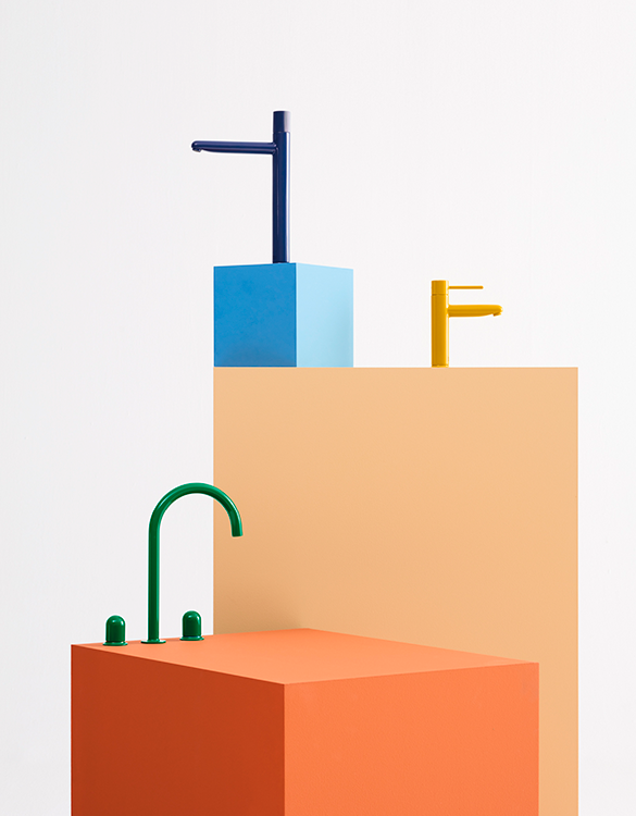 A coleção Nu possui três diferentes tipos de acionamentos: Dome (ilustrado na imagem pelo tom Mint Green), Pin (Honey Yellow) e Stripes (Cobalt Blue).