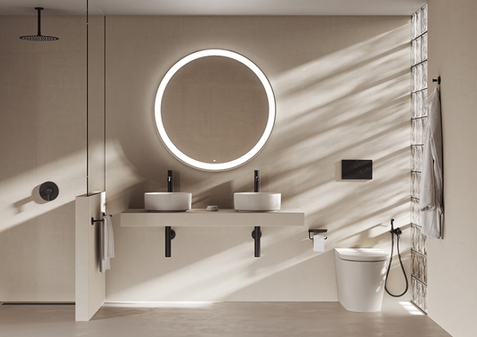 Bacia sanitária convencional e cuba da coleção Inspira Round, no Branco Matte