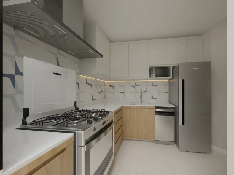 6. As tomadas precisam acompanhar as zonas de uso: bancada de preparo, torre quente e geladeira – Projeto: Feita Arquitetura